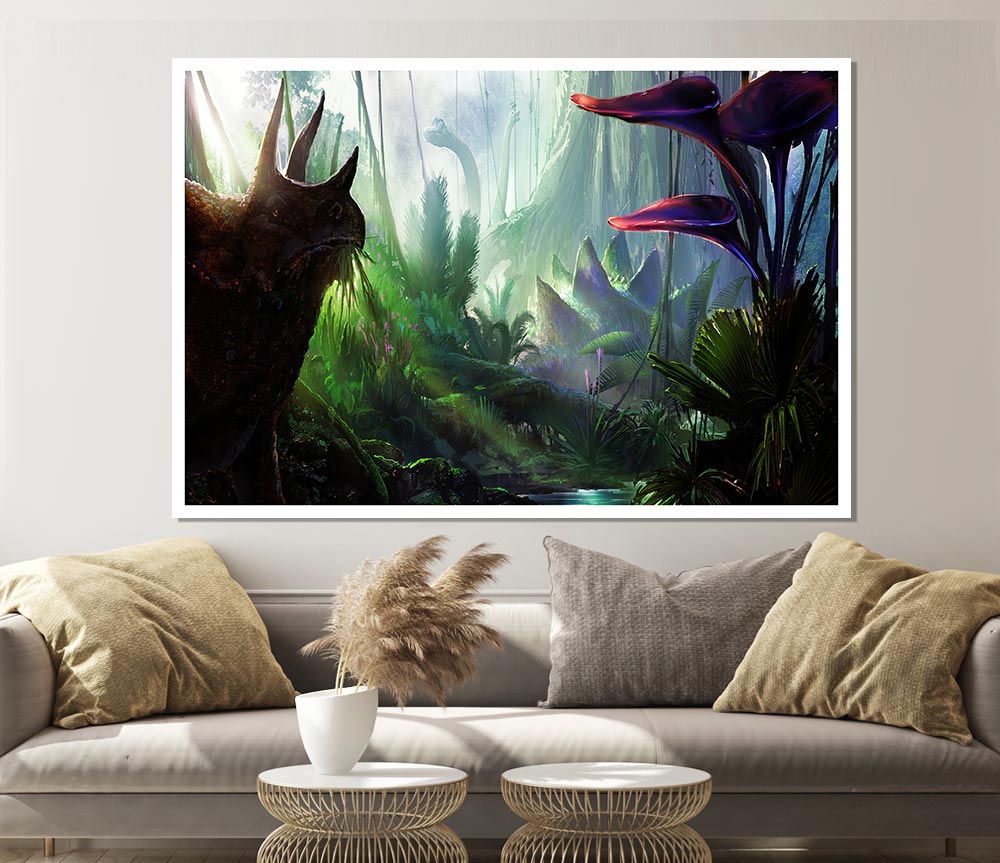 Triceratop Forest Print Poster Wall Art