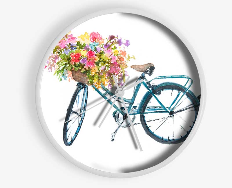 Flowers On A Bike Clock - Wallart-Direct UK