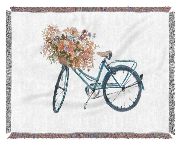 Flowers On A Bike Woven Blanket