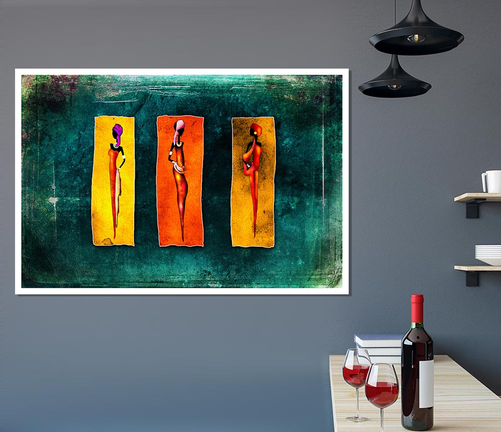 Three Traditional African Print Poster Wall Art