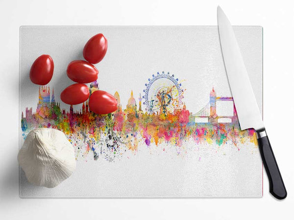 London Skyline Splatter Glass Chopping Board