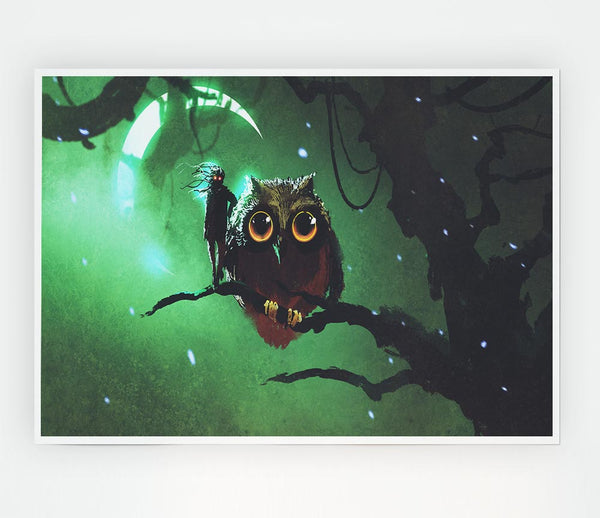 The Visit From The Owl Print Poster Wall Art