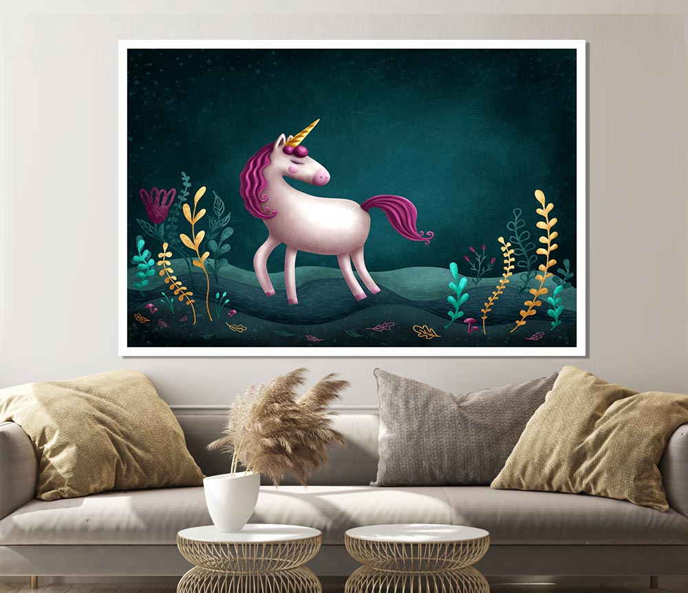 The Happy Unicorn Print Poster Wall Art