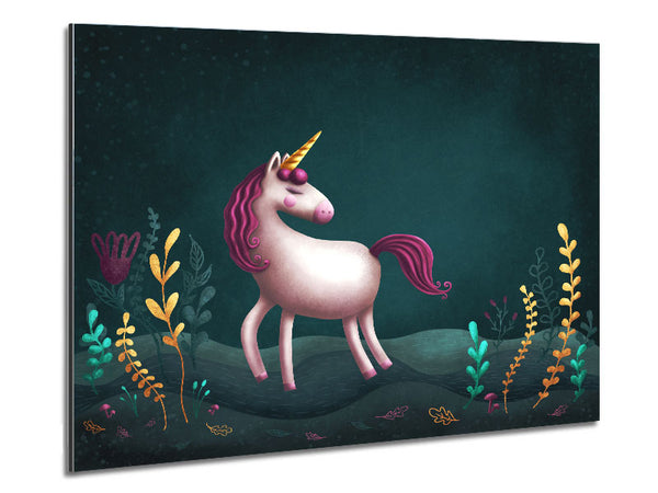 The Happy Unicorn Metal Print