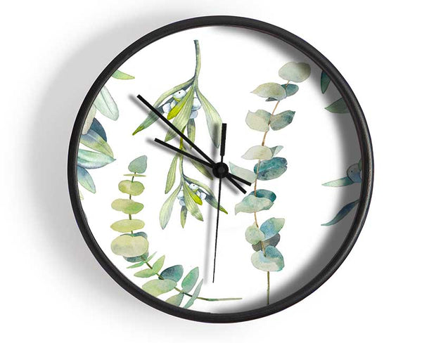 Green Foliage Of Nature Clock - Wallart-Direct UK