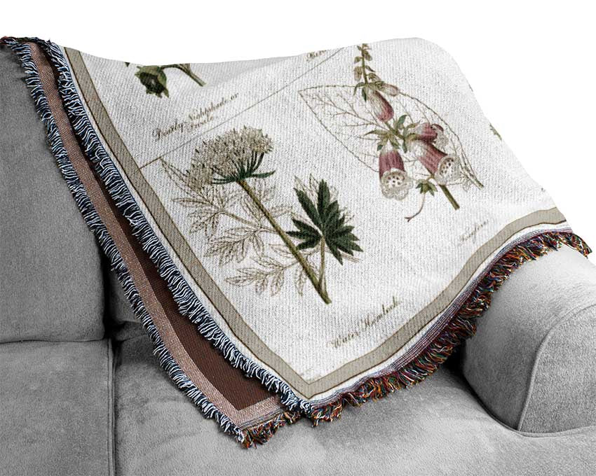 Flower Illustrations Woven Blanket