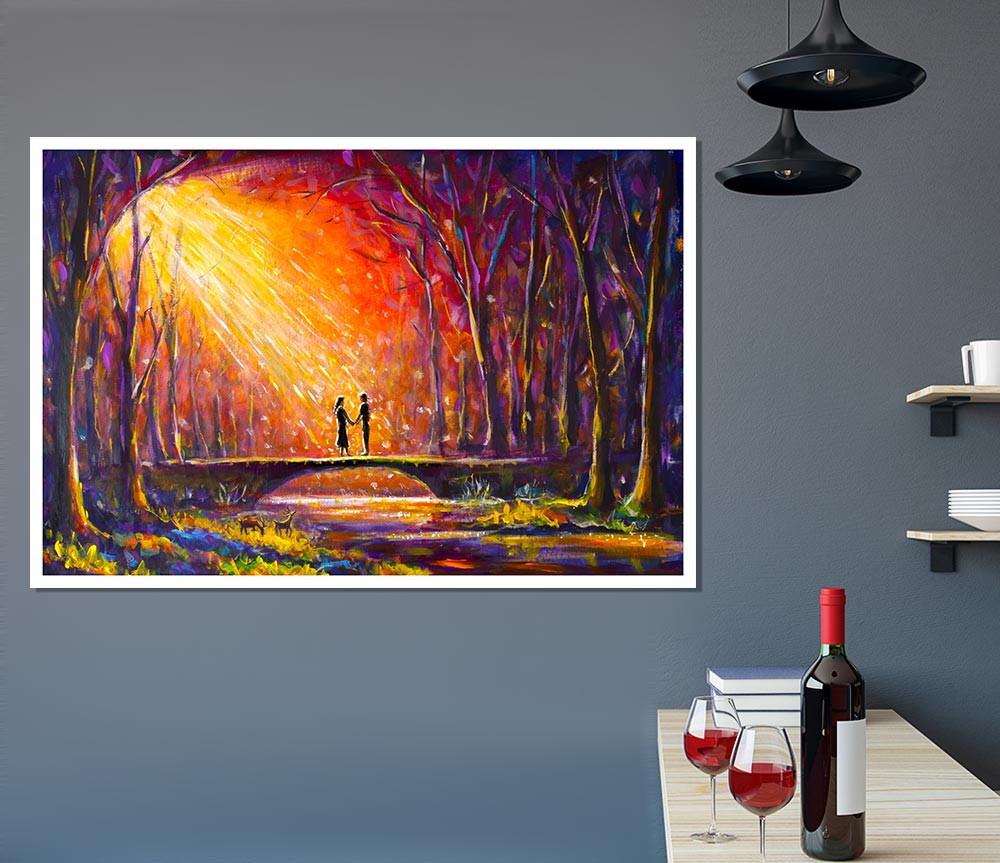 The Bridge To Meet In The Woodland Print Poster Wall Art