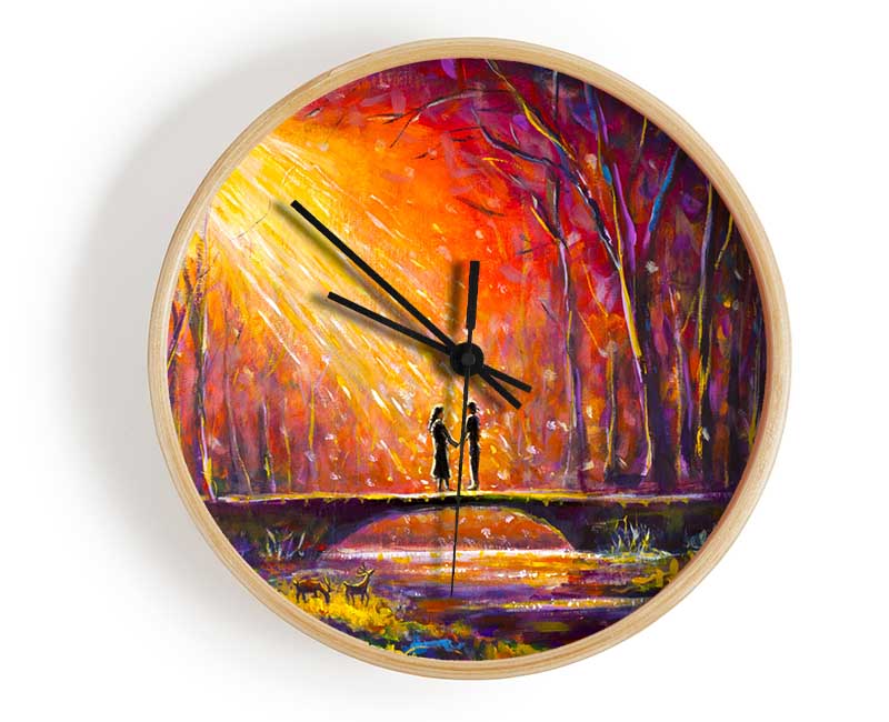 The Bridge To Meet In The Woodland Clock - Wallart-Direct UK