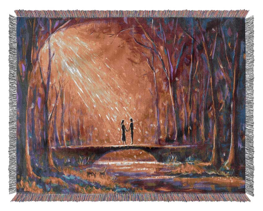 The Bridge To Meet In The Woodland Woven Blanket