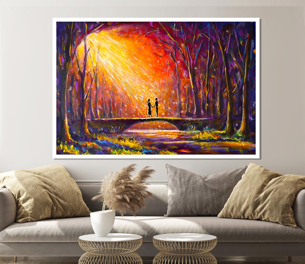 The Bridge To Meet In The Woodland Print Poster Wall Art