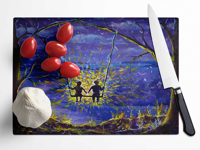The Swing Into The Universe Glass Chopping Board