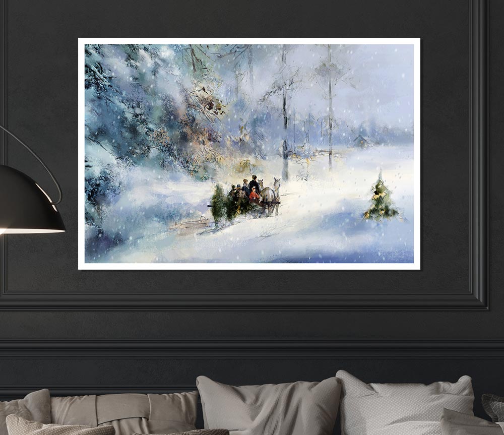 Traveling Through The Snow Print Poster Wall Art