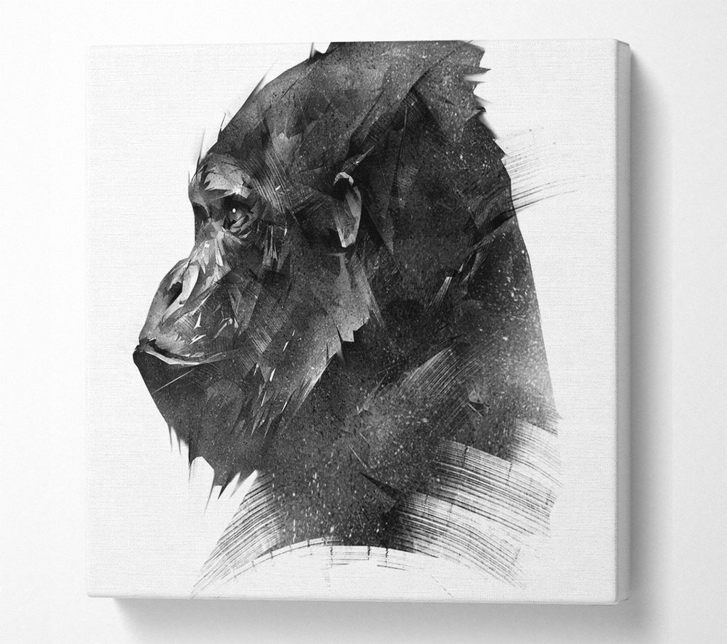 A Square Canvas Print Showing Washed Out Gorilla Square Wall Art