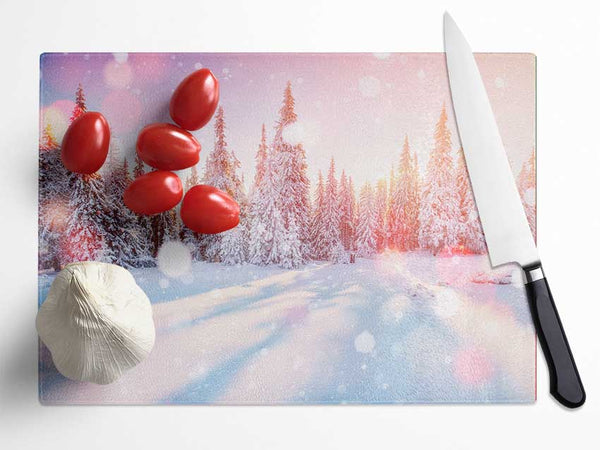 Snow Storm Sunlight Glass Chopping Board