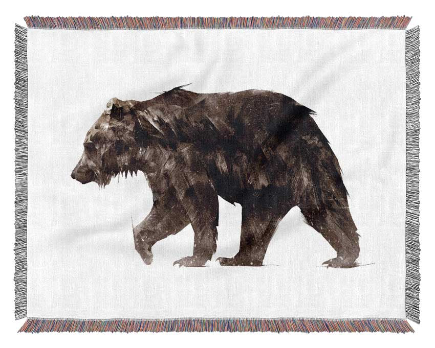 Walking Brown Bear Woven Blanket