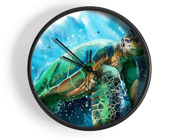 The Sea Turtle Watercolour Clock - Wallart-Direct UK