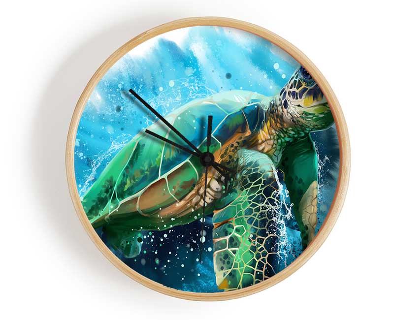 The Sea Turtle Watercolour Clock - Wallart-Direct UK