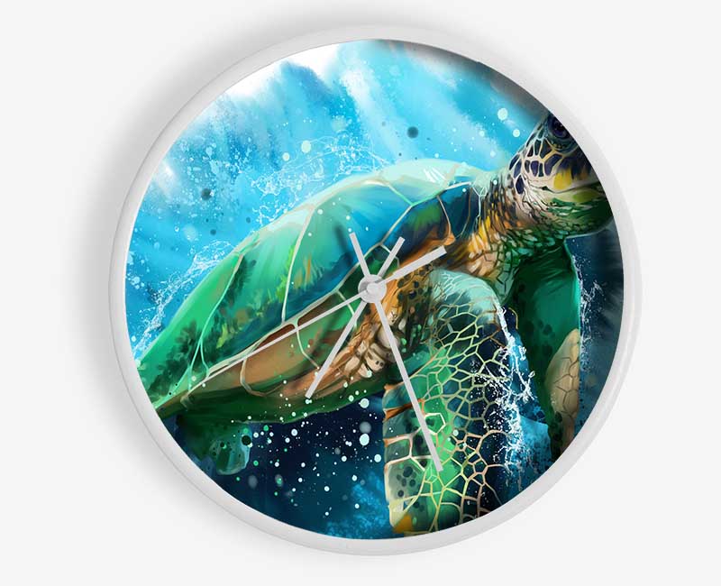 The Sea Turtle Watercolour Clock - Wallart-Direct UK