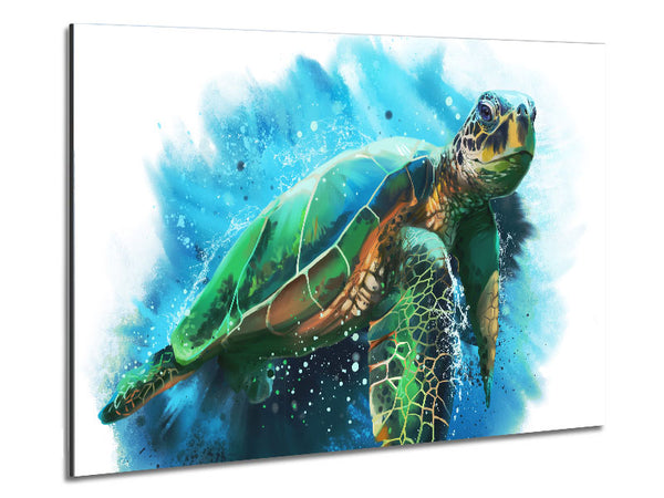 The Sea Turtle Watercolour Metal Print