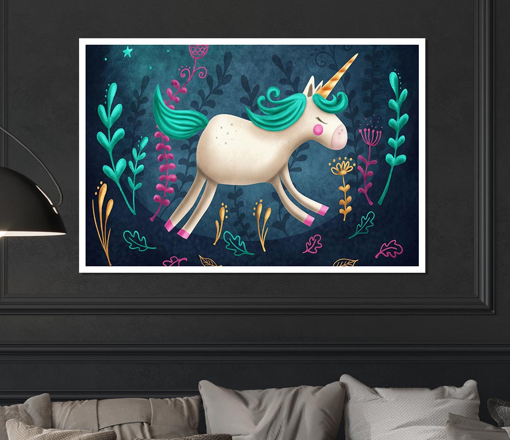 The Jumping Unicorn Print Poster Wall Art