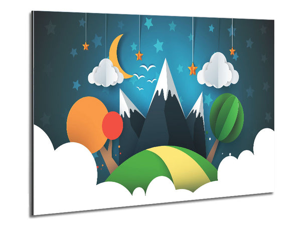 Ausgeschnittener Berg aus farbigem Papier