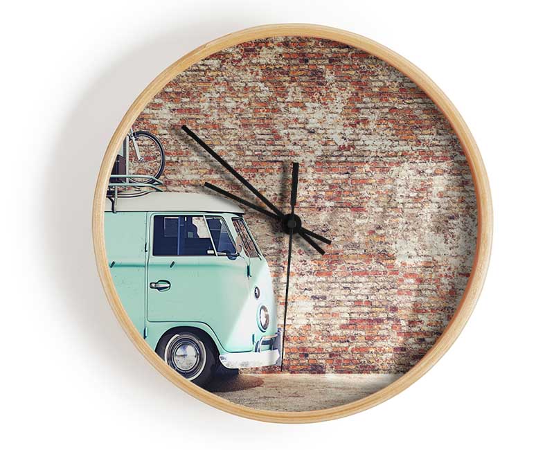 The Camper In Front Of Bricks Clock - Wallart-Direct UK