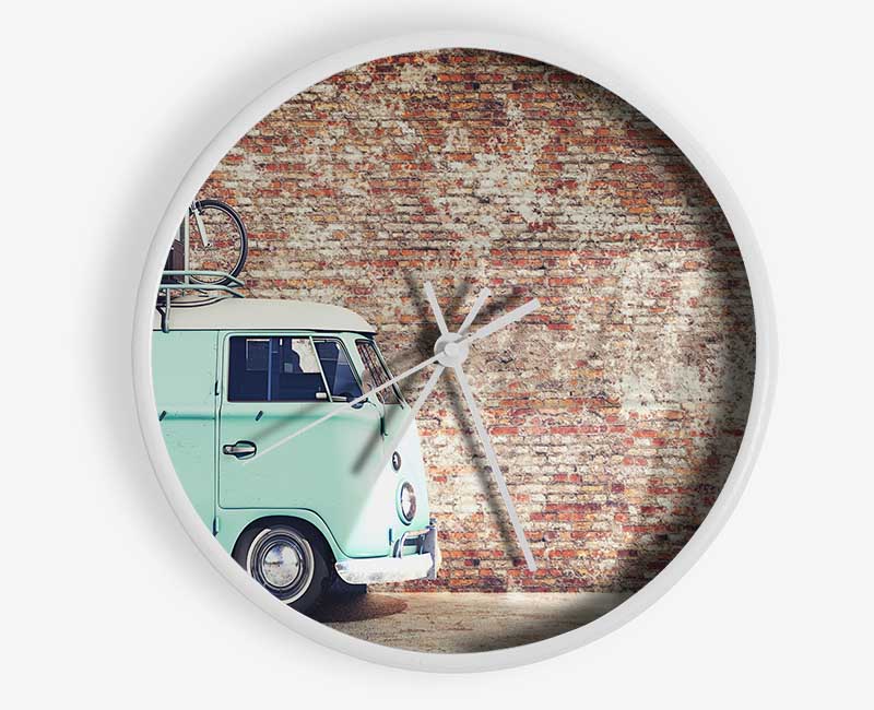 The Camper In Front Of Bricks Clock - Wallart-Direct UK