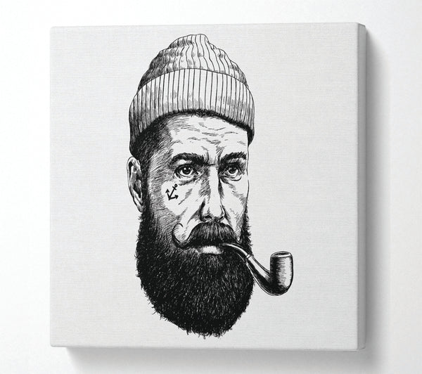 A Square Canvas Print Showing Hipster Smoker Square Wall Art