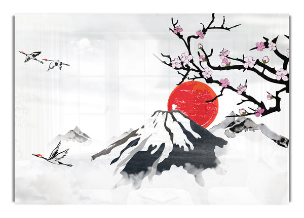 Roter japanischer Sonnenuntergangszweig
