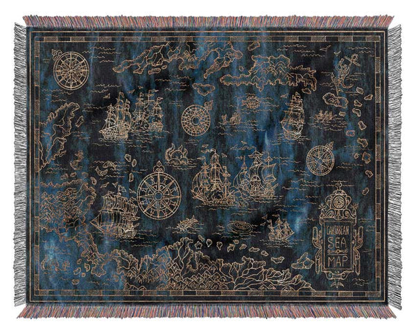 The Pirate Authentic Map Woven Blanket
