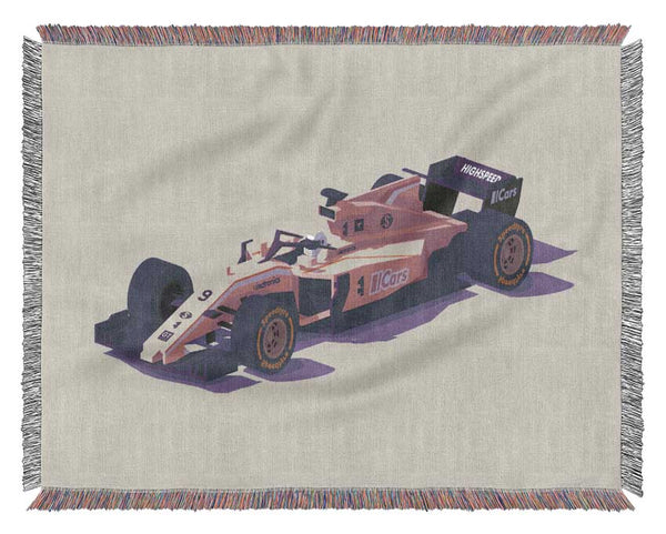 Pink F1 Car Woven Blanket