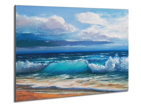 Swirling Waves Hit The Beach Metal Print