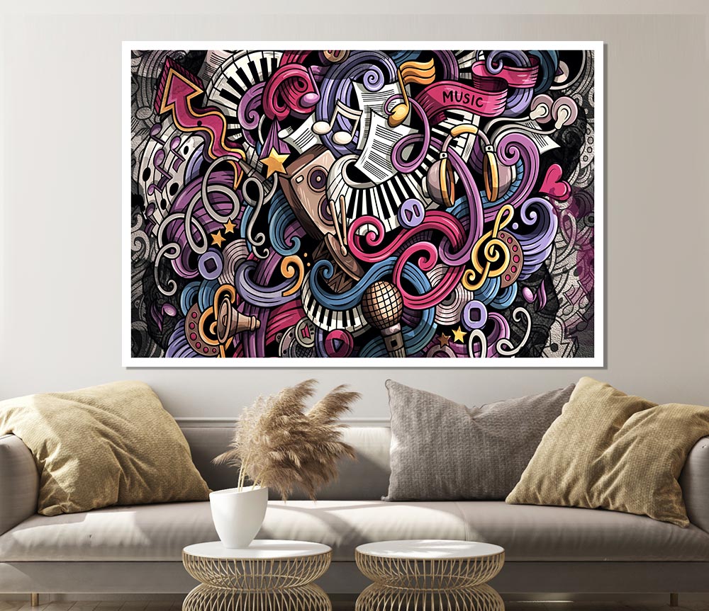 Abstract Patterns Of Music Print Poster Wall Art