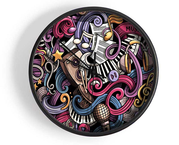 Abstract Patterns Of Music Clock - Wallart-Direct UK