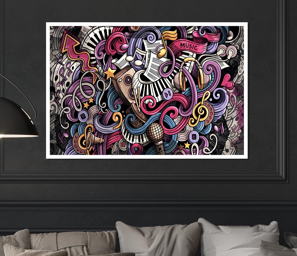 Abstract Patterns Of Music Print Poster Wall Art