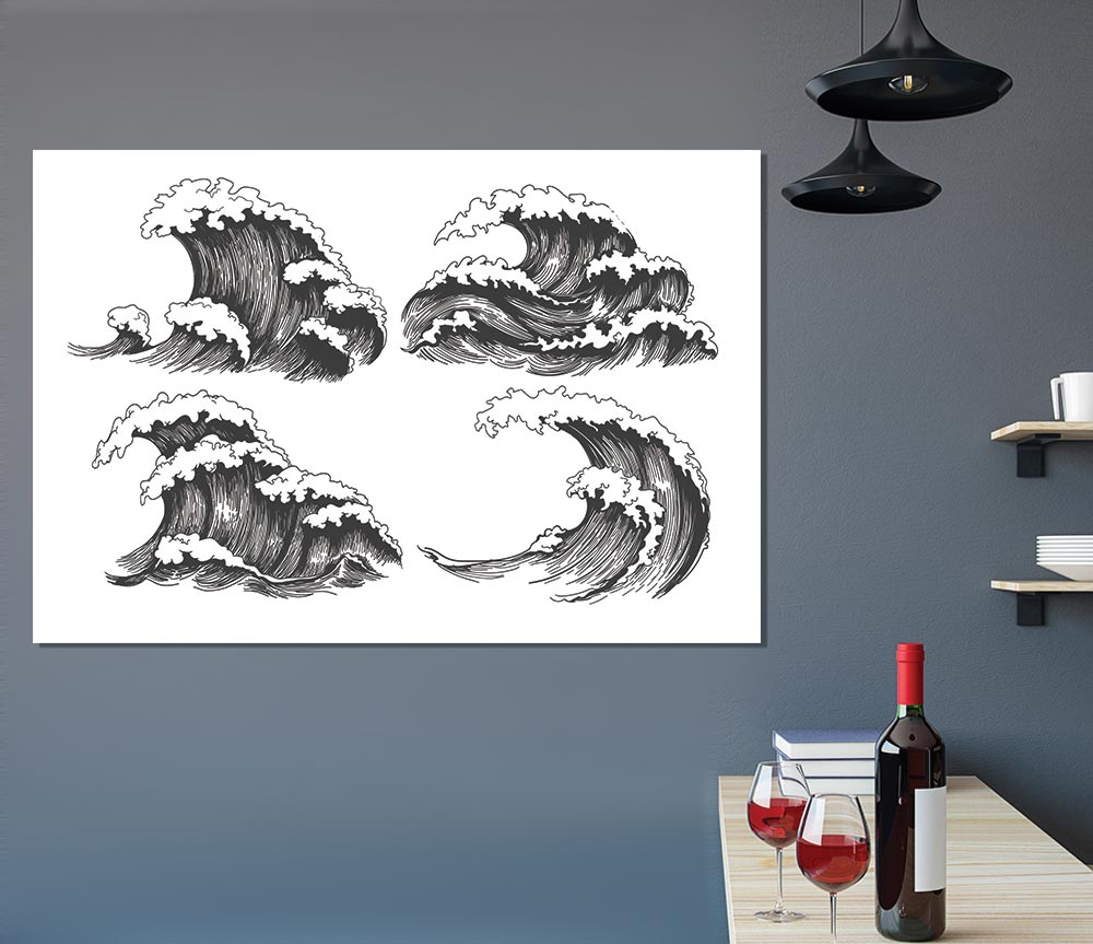 Four Wave Structures Print Poster Wall Art
