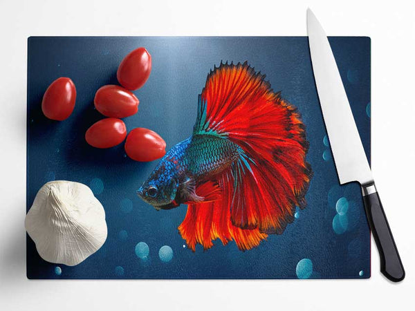 The Siamese Fighter Fish Glass Chopping Board