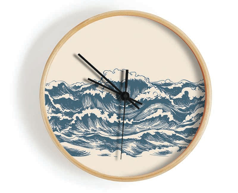 Rippled Ocean Crash Clock - Wallart-Direct UK