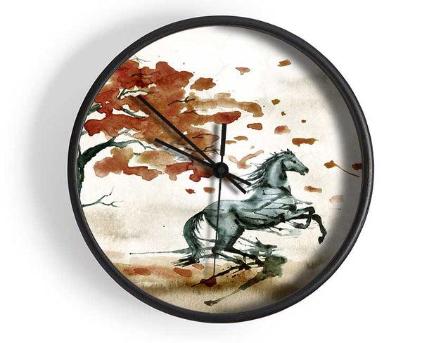 Tree Horse In The Wind Clock - Wallart-Direct UK