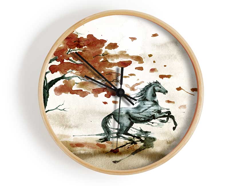 Tree Horse In The Wind Clock - Wallart-Direct UK