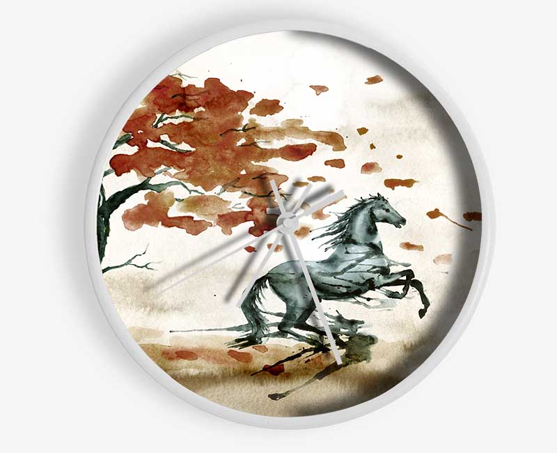 Tree Horse In The Wind Clock - Wallart-Direct UK