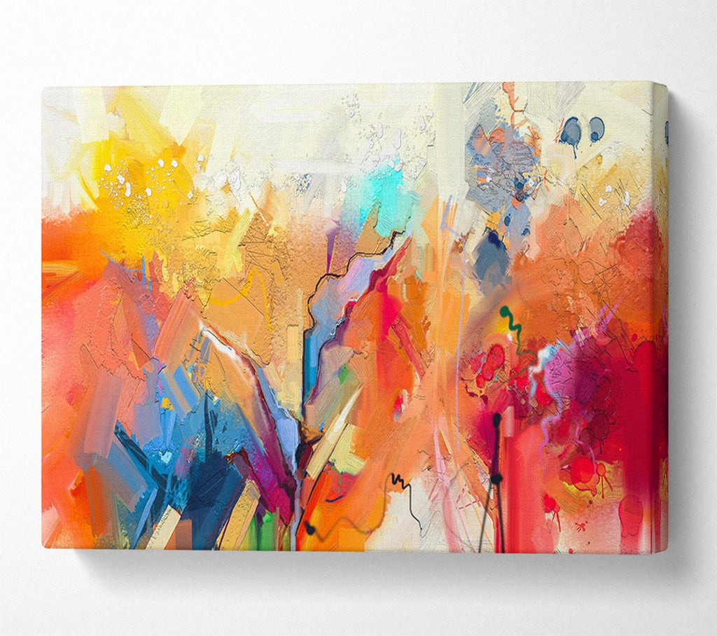 Picture of Colour Spill Flowers Canvas Print Wall Art