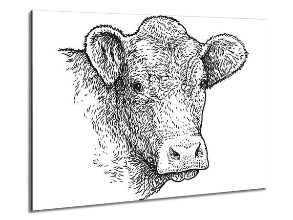The Sketchy Cow Metal Print