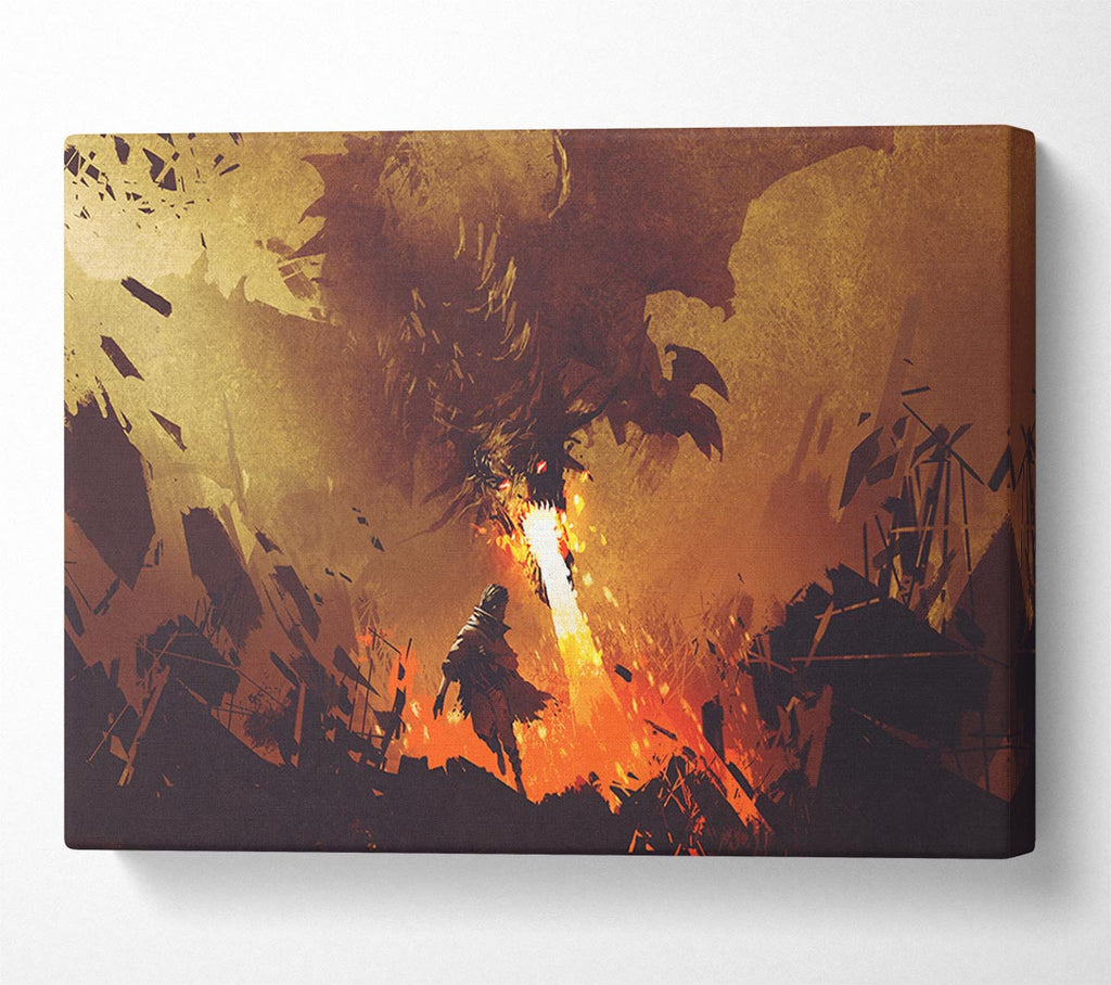 Picture of Fighting The Fire Dragon Canvas Print Wall Art