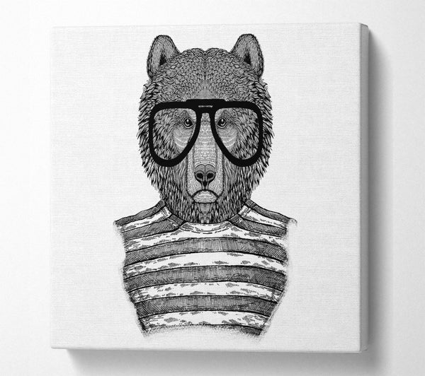 A Square Canvas Print Showing The Bear With Glasses Square Wall Art