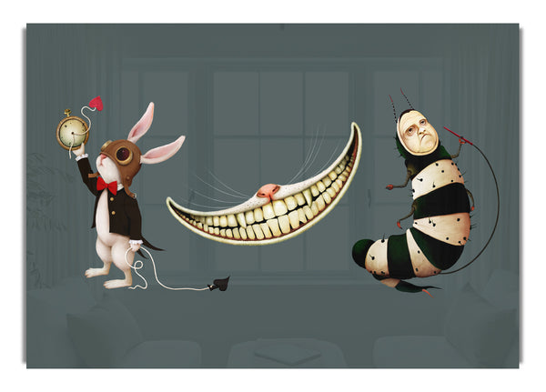 Alice In Wonderland Rabbit Cat And Caterpillar