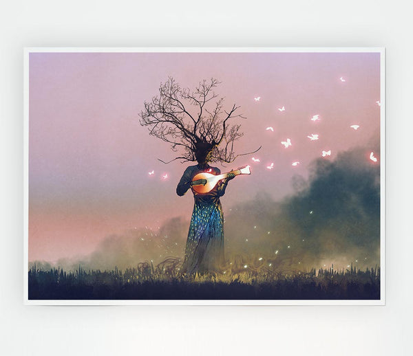 The Tree Playing The Mandolin Print Poster Wall Art