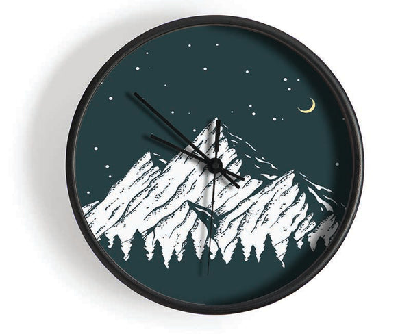 Mountain Range At Night Moon Clock - Wallart-Direct UK