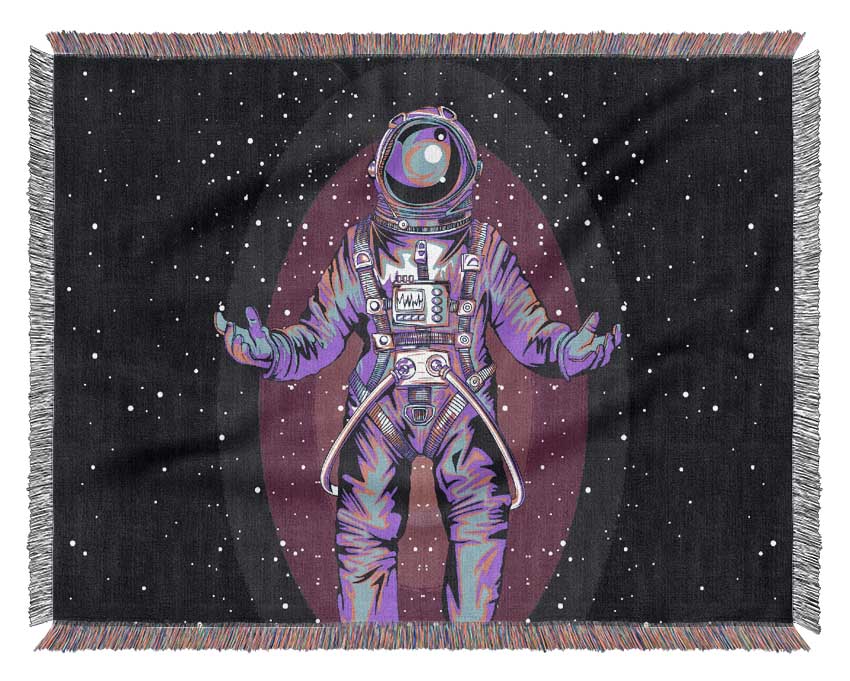 Spaceman Star Purple Woven Blanket