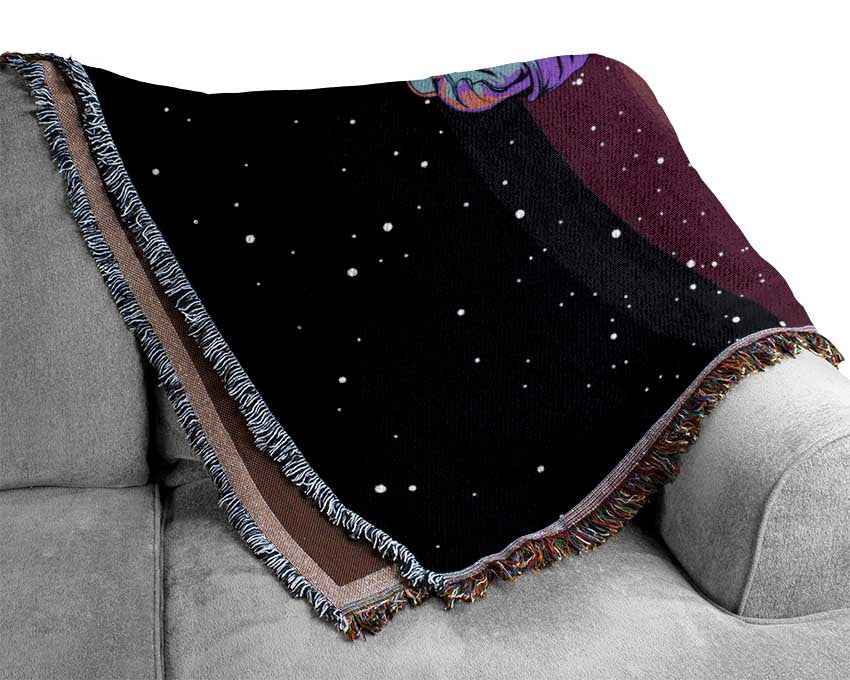 Spaceman Star Purple Woven Blanket